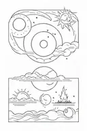 Sun, moon and ether combined with the elements: water, fire, earth and air. tattoo design idea