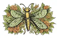 praying mantis, cicada, and other bugs tattoo design idea