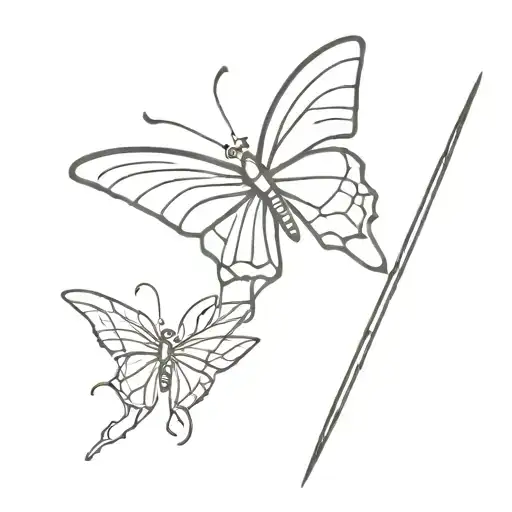 butterfly with a sword tattoo design idea