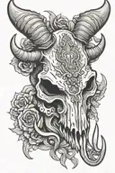 decorated bull skull with scorpion crawling tattoo design idea