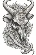 decorated bull skull with scorpion crawling tattoo design idea