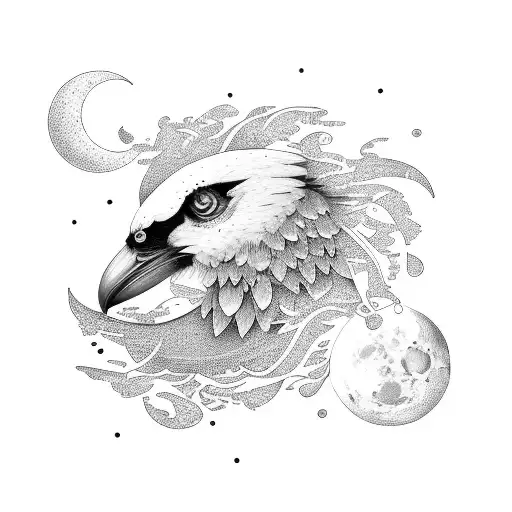 magpie moon tattoo design idea