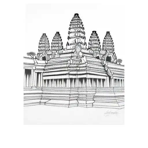 skyline outline of angkor wat tattoo design idea