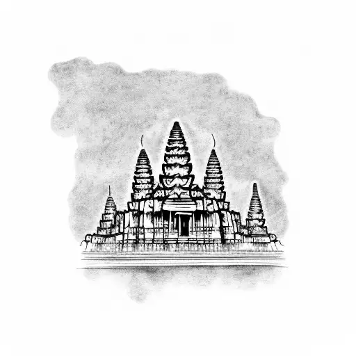 skyline outline of angkor wat tattoo design idea