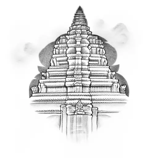 sky outline of angkor wat tattoo design idea