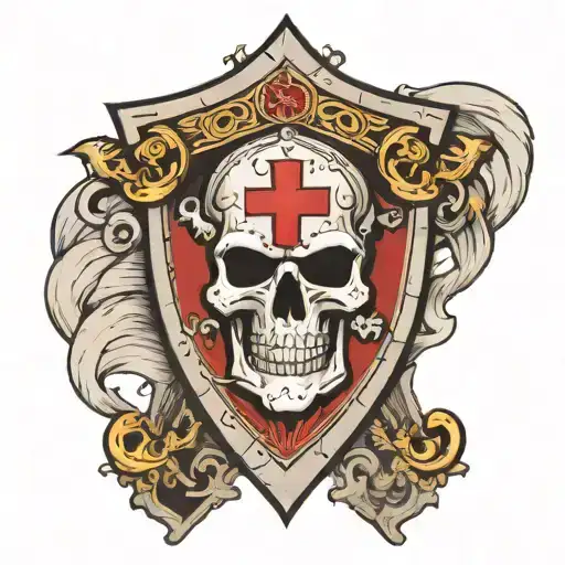 knights templar shield with skull tattoo design idea