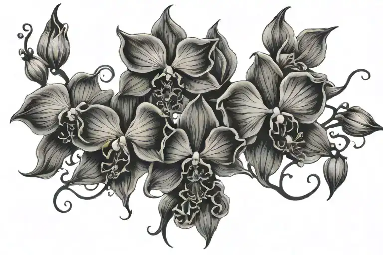 orchid, rose, love, gothic inspired tattoo tattoo design idea