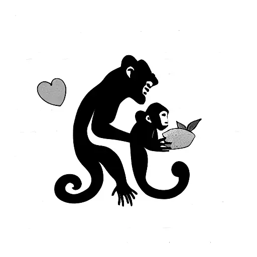 monkey holding mango tattoo design idea