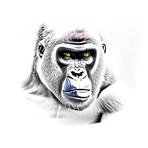 angry Gorilla with leafs  tattoo design idea