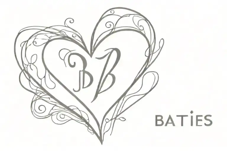 heart with B letters tattoo design idea