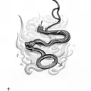 sword surrounded by snake tattoo design idea