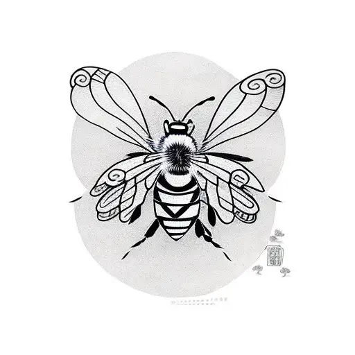 Bee and butterfly tattoo design idea