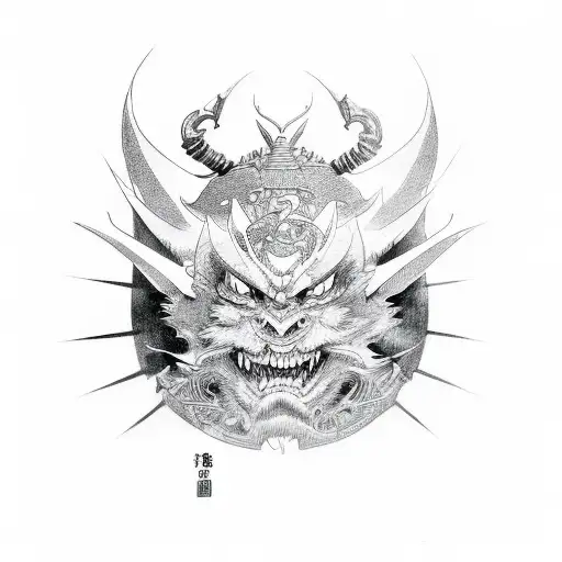 katana devil tattoo design idea