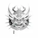 katana devil tattoo design idea