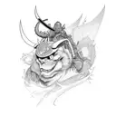 katana devil tattoo design idea