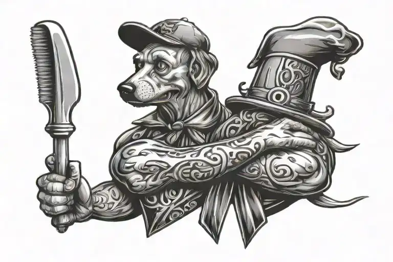 butcher sausagemaker tattoo design idea