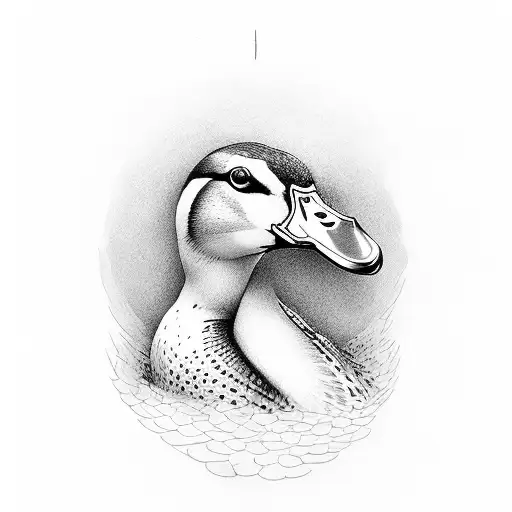 mallard duck with name tattoo design idea