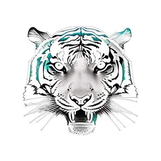 Incorporate circuit board patterns into a tiger design tattoo design idea