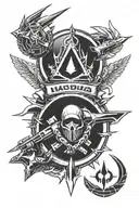 halo unsc logo and assassins creed logo tattoo design idea