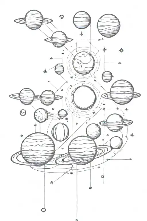 solar system planets lined up tattoo along the spine tattoo design idea
