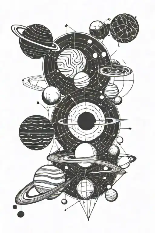 solar system planets tattoo design idea