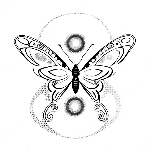 Morse code message hidden within a butterfly design tattoo design idea
