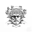 Socrates tattoo with jaguar and monkey on chest tattoo design idea
