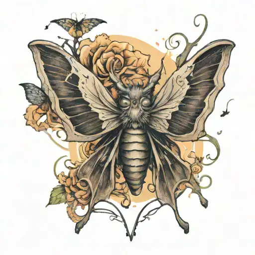 bat wings and death moth tattoo design idea