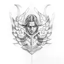 Laurel wreath and wing tattoo design idea
