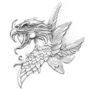 Laurel wreath and wing tattoo design idea