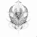 Laurel wreath and wing tattoo design idea