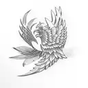 Laurel wreath and wing tattoo design idea