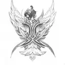 Laurel wreath and wing tattoo design idea