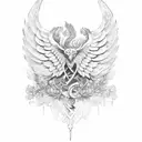 Laurel wreath and wing tattoo design idea