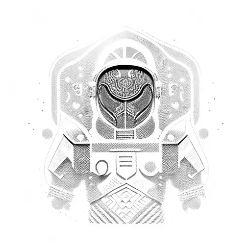Persian warrior in a futuristic space suit tattoo design idea