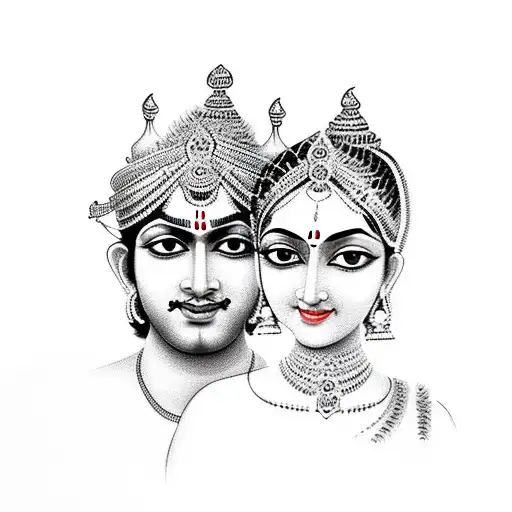 krishna and radha tattoo design idea