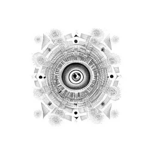 fractal eyeball 8 sides crystal tattoo design idea