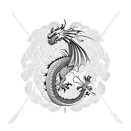 dragon molotov cocktail stained glass tattoo design idea