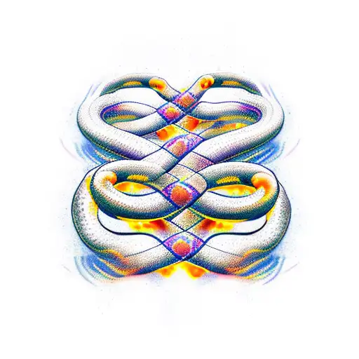 infinity snake flames tattoo design idea
