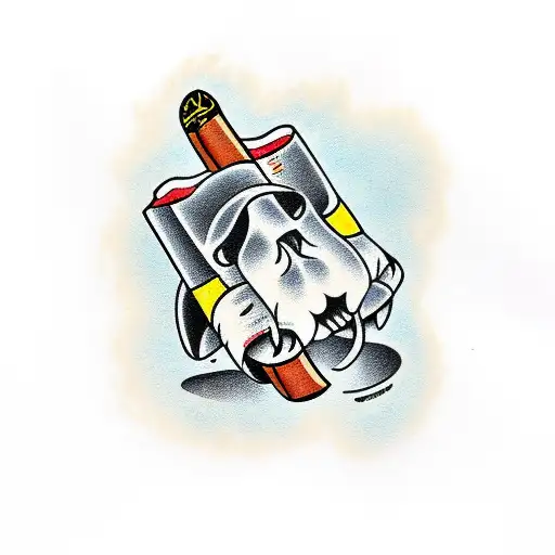 a ham hock smoking a cigar tattoo design idea