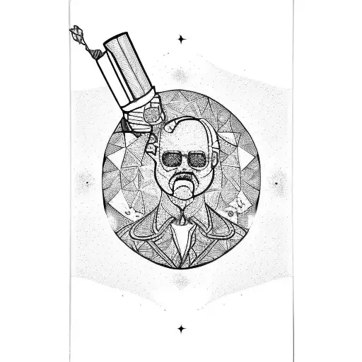 yee howdy cowboy molotov cocktail stained glass tattoo design idea