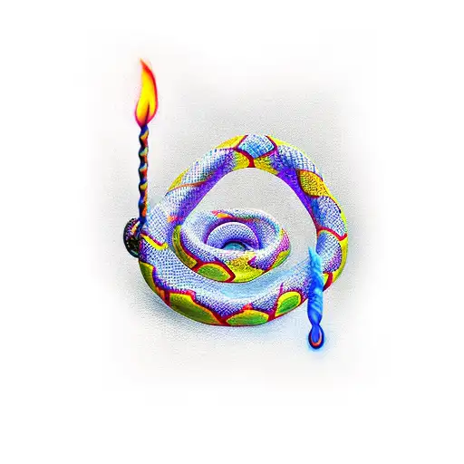 infinity snake flames lollipop tattoo design idea