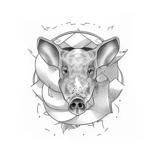 Country salt funk Ham tattoo design idea