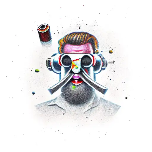 plunger man chainsaw cigar tattoo design idea