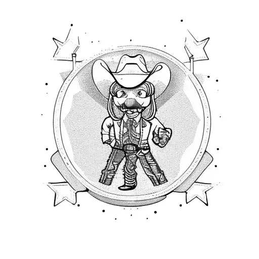 yee howdy cowboy molotov cocktail stained glass six shooters tattoo design idea