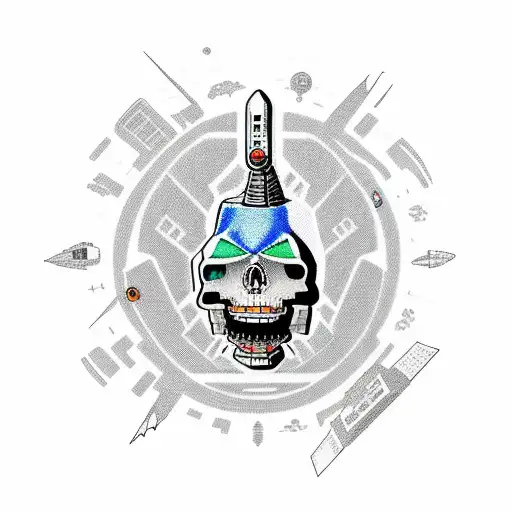 grim fandango spaceship tattoo design idea