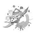 train in the countryside tattoo design idea