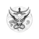 baphomet bahamut powow ball devil 6969 style tattoo design idea