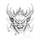 devil train in the countryside tattoo design idea