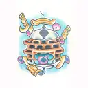 puke waffle tattoo design idea